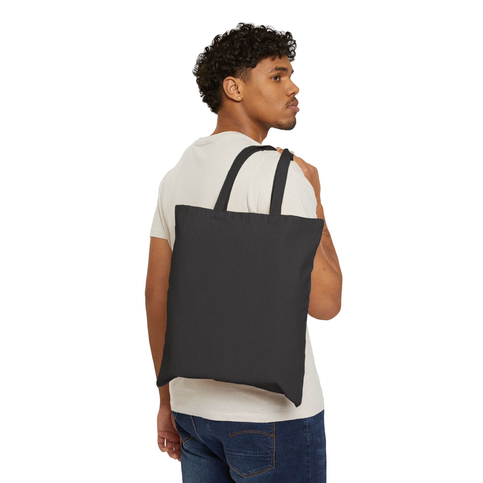Canvas Tote Bag — Surreal Red-Haired Face with Hand and Sleeping Figure Art Tote