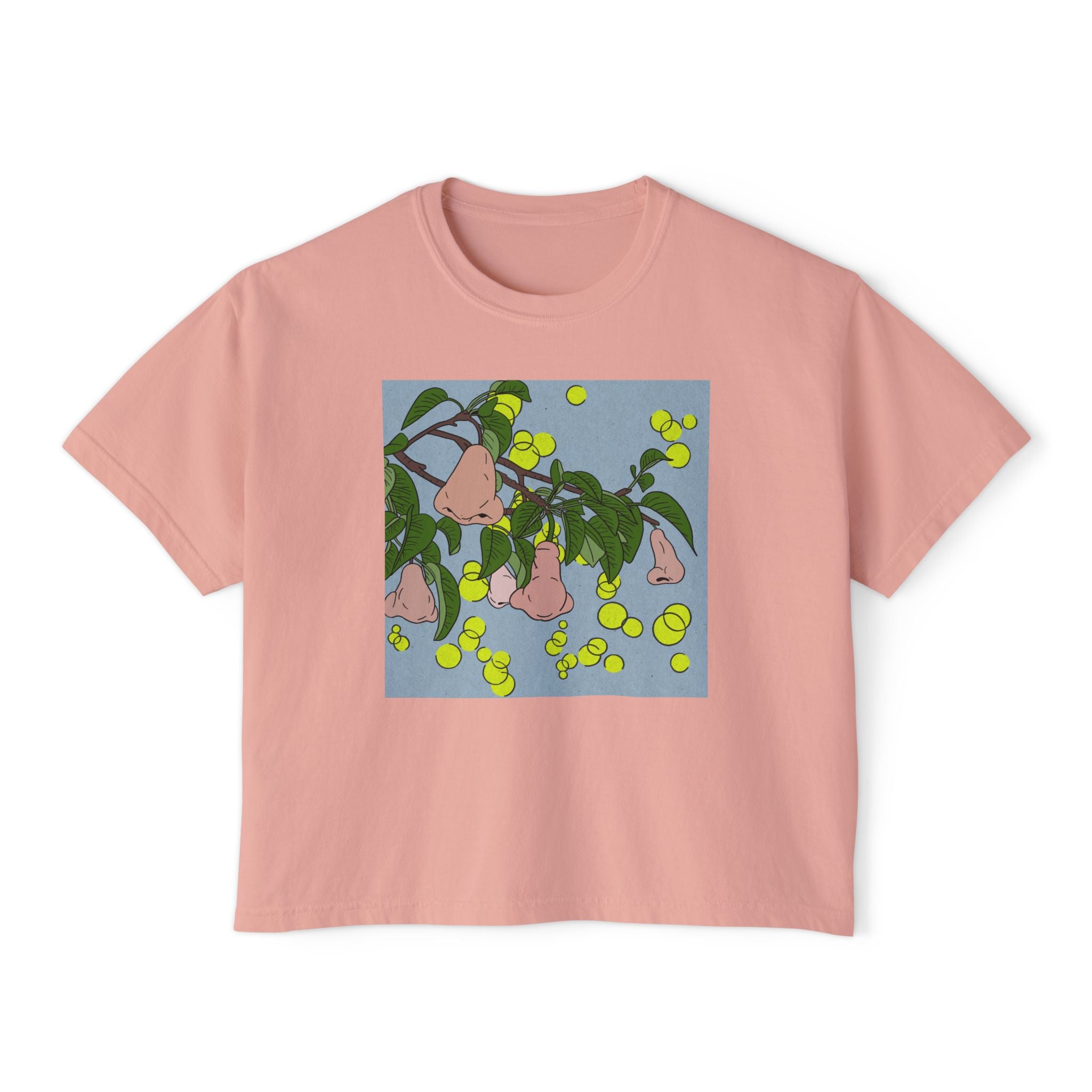 Women's Boxy Tee — Pear Blossom Botanical Art Tee
