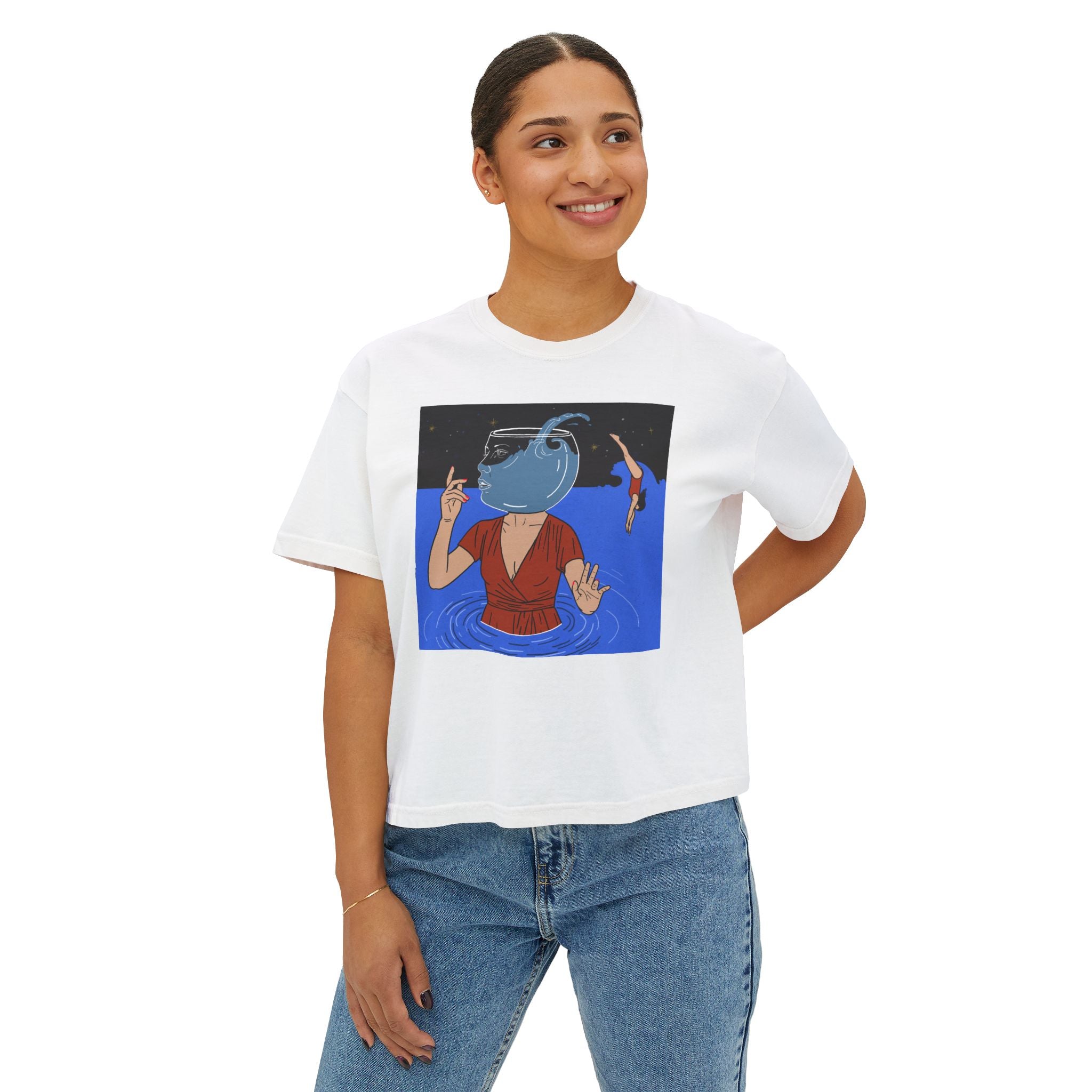 Women's Boxy Tee — Out Of Blue- Surreal- Art Tee