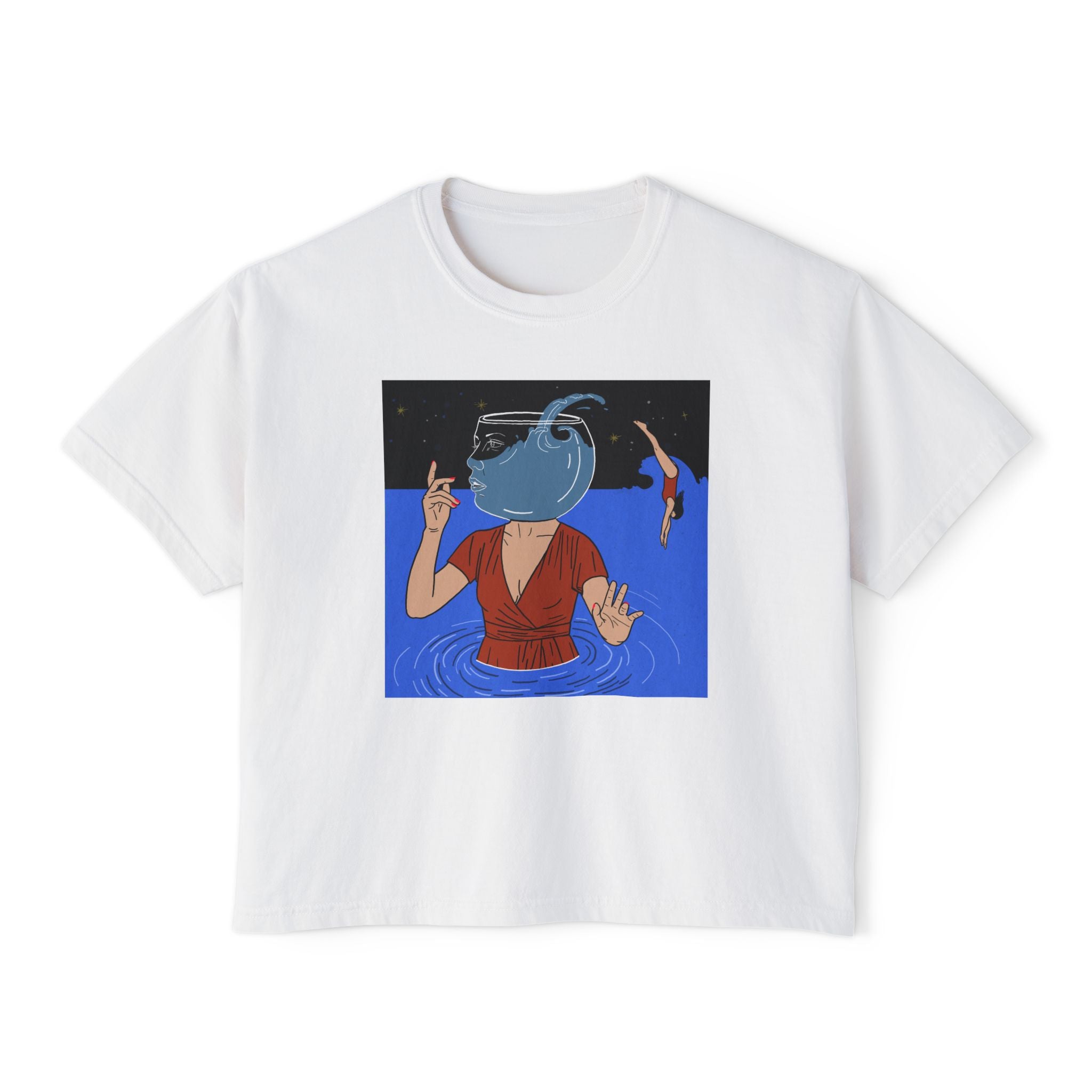 Women's Boxy Tee — Out Of Blue- Surreal- Art Tee