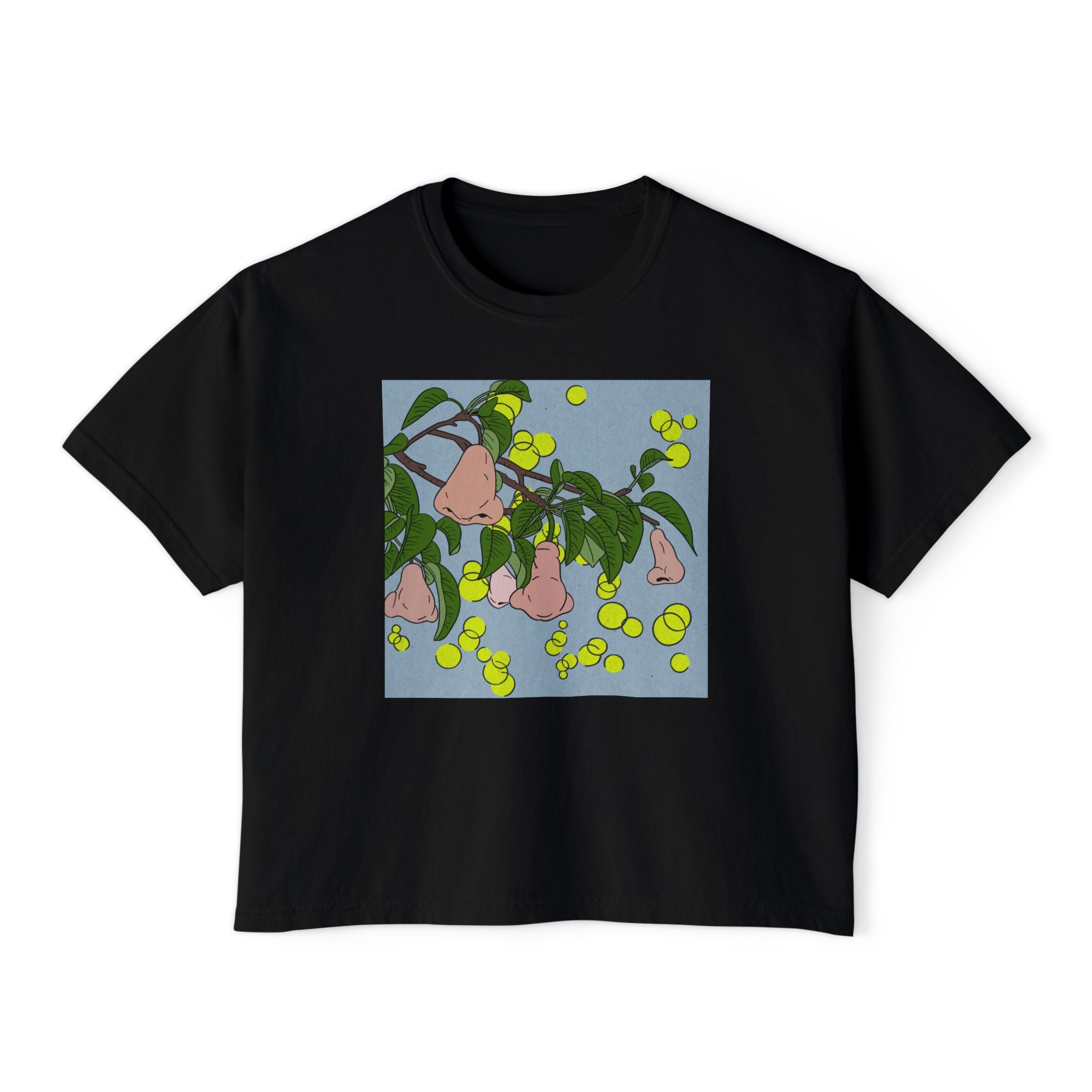 Women's Boxy Tee — Pear Blossom Botanical Art Tee