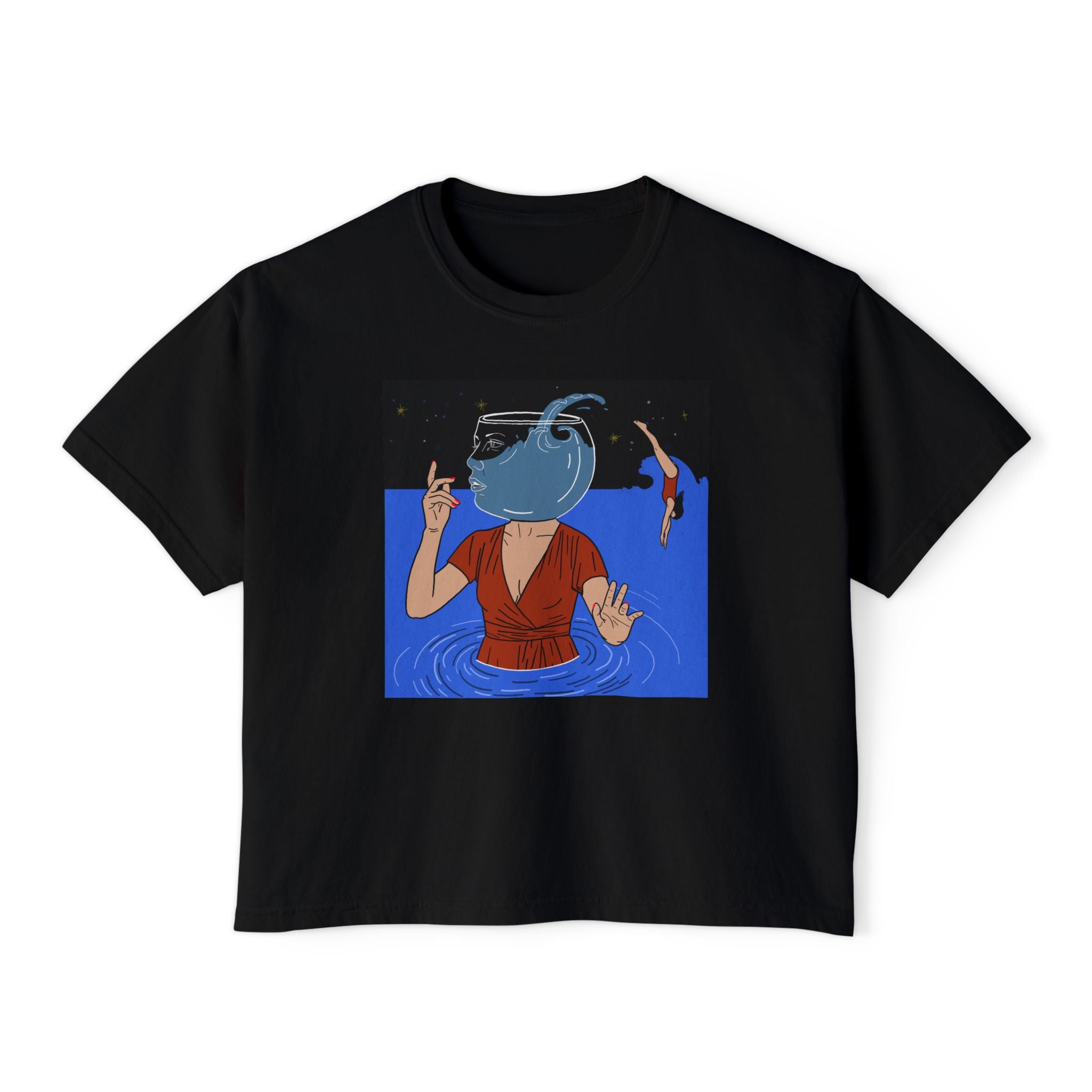 Women's Boxy Tee — Out Of Blue- Surreal- Art Tee