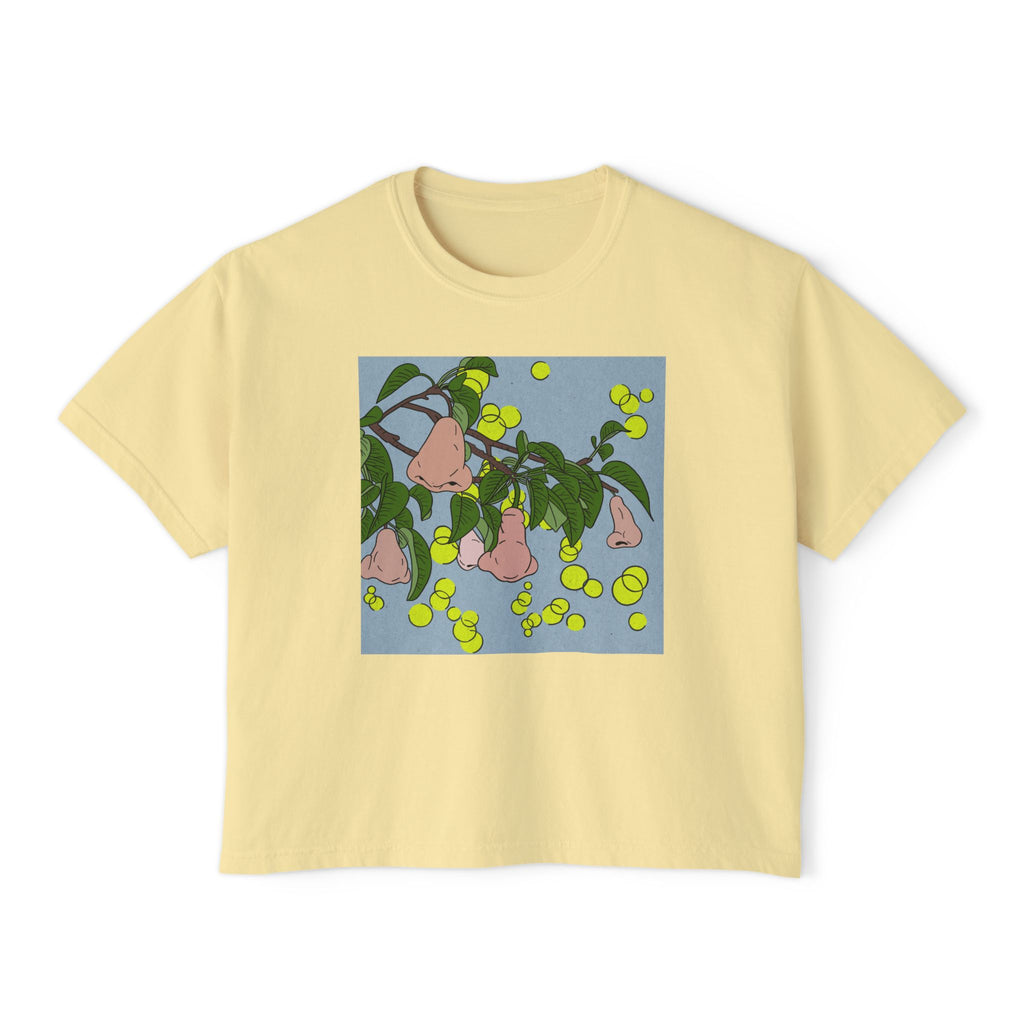 Women's Boxy Tee — Pear Blossom Botanical Art Tee
