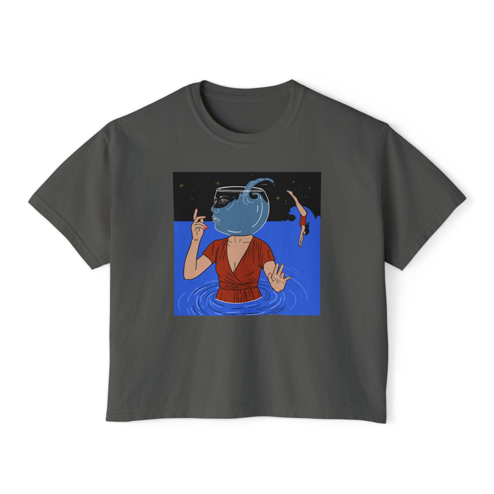 Women's Boxy Tee — Out Of Blue- Surreal- Art Tee