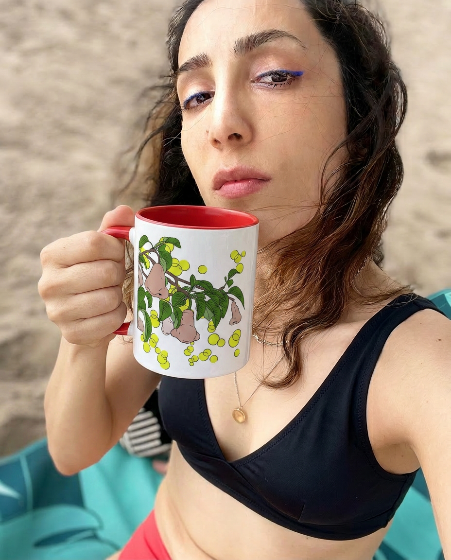 Pear Blossom- Accent Coffee Mug – Artistic Blue Night Swim Design