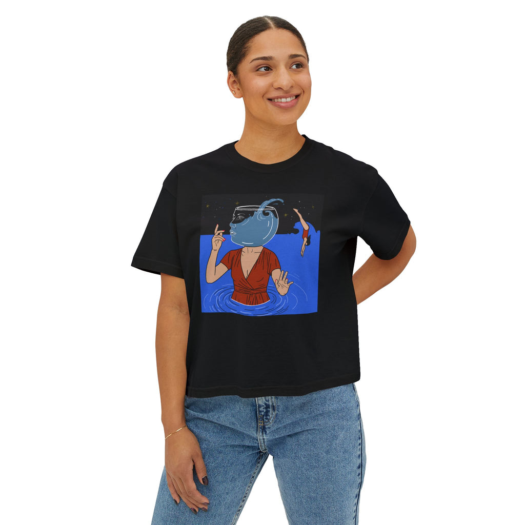 Women's Boxy Tee — Out Of Blue- Surreal- Art Tee