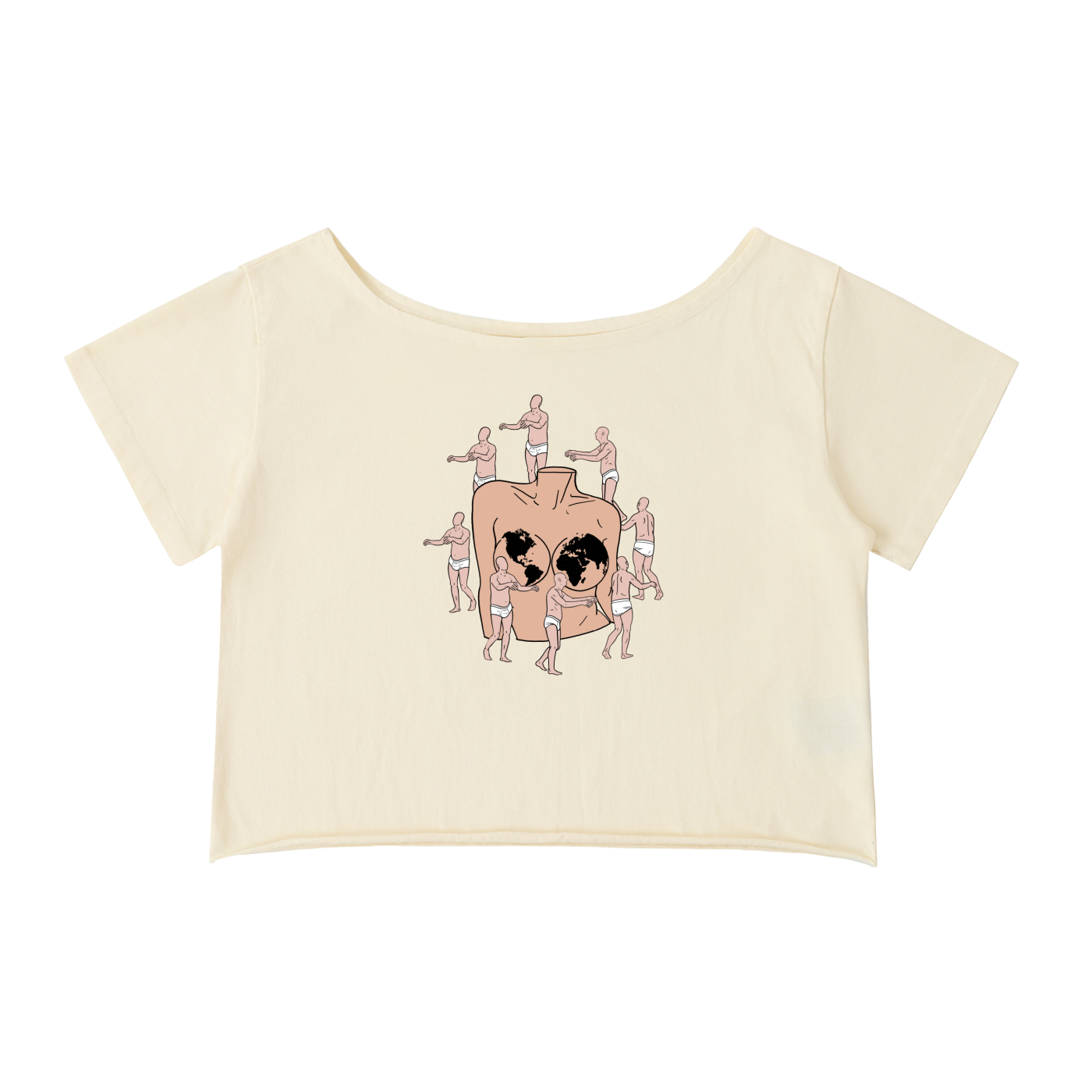 Off-Shoulder Rolled Hem Cotton T-Shirt