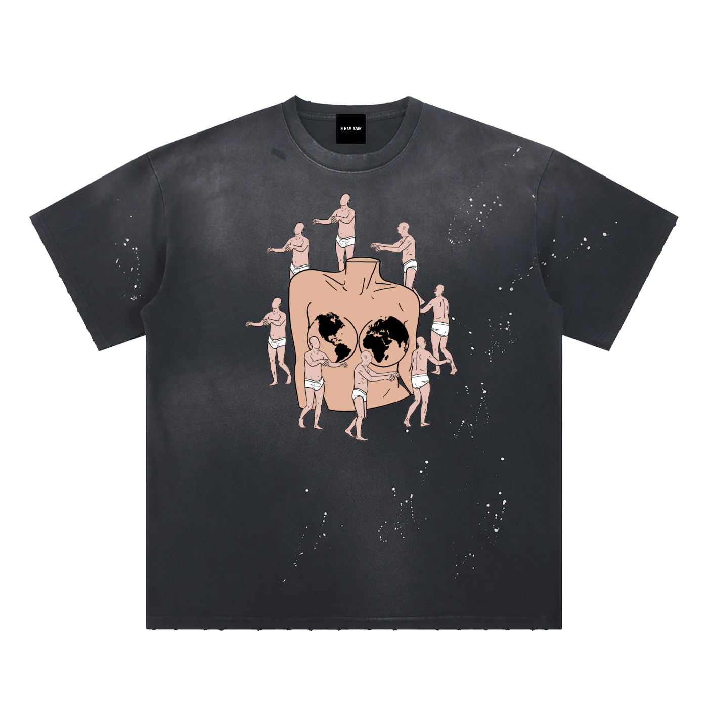 Hand-Frayed Sunfade Paint Splatter T-Shirt