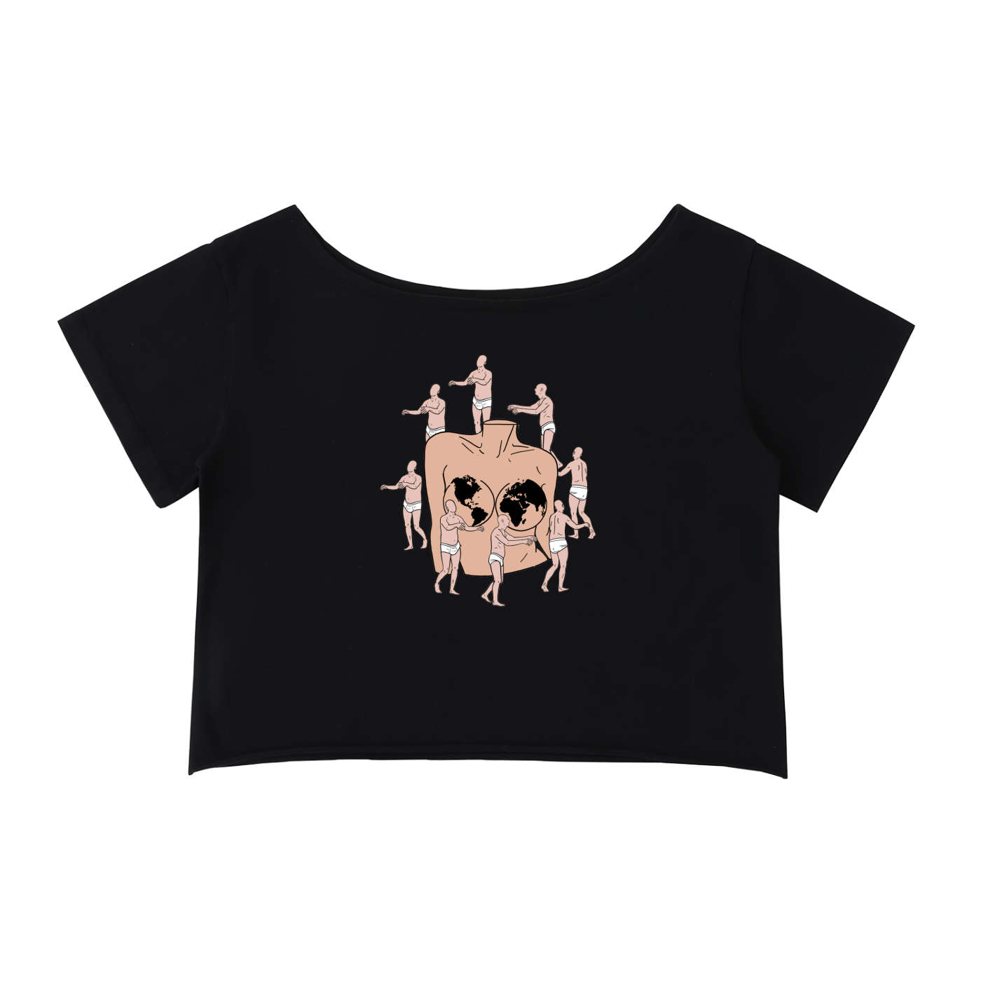 Off-Shoulder Rolled Hem Cotton T-Shirt