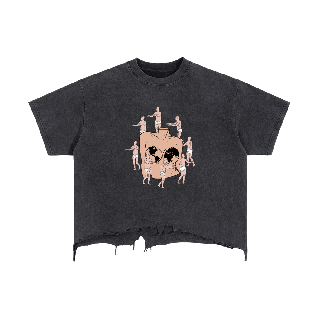 Vintage Wash Boxy Distressed Hem T-Shirt