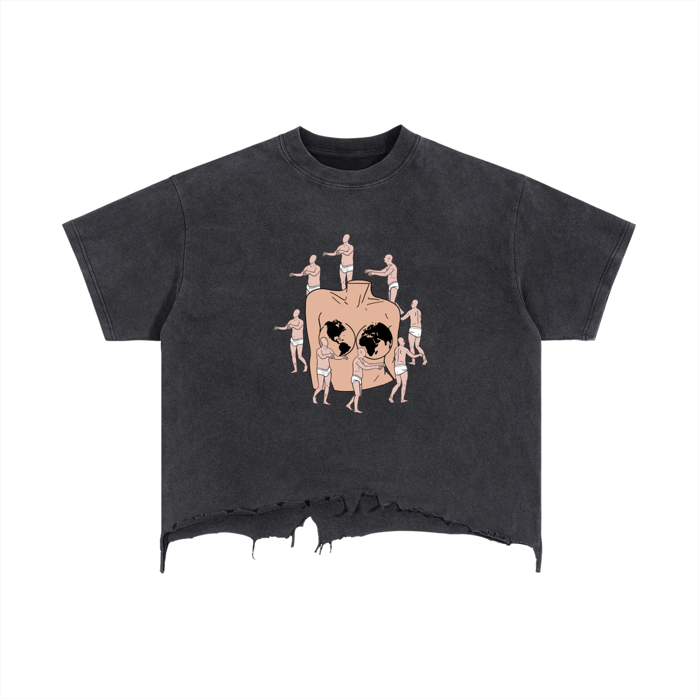 Vintage Wash Boxy Distressed Hem T-Shirt