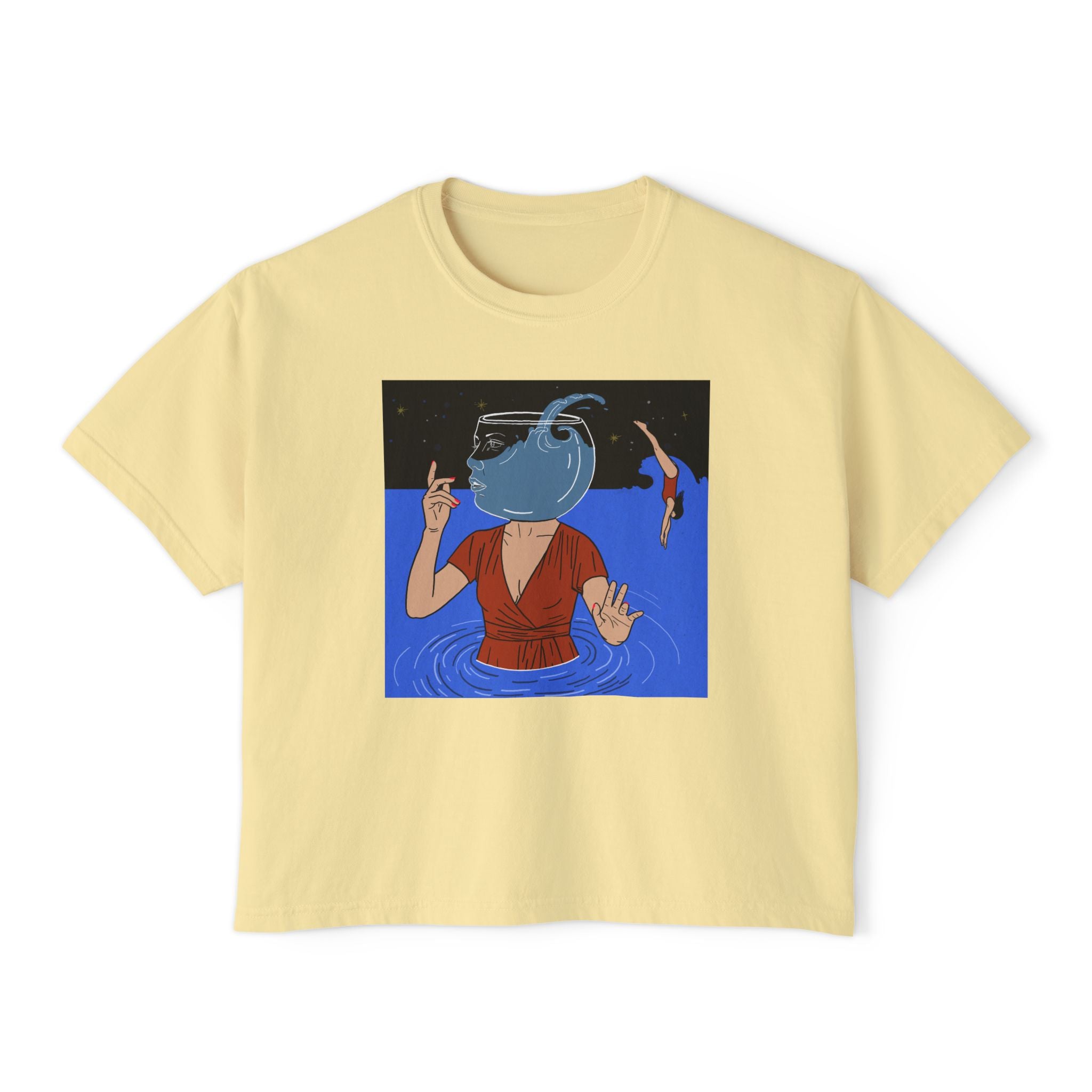 Women's Boxy Tee — Out Of Blue- Surreal- Art Tee