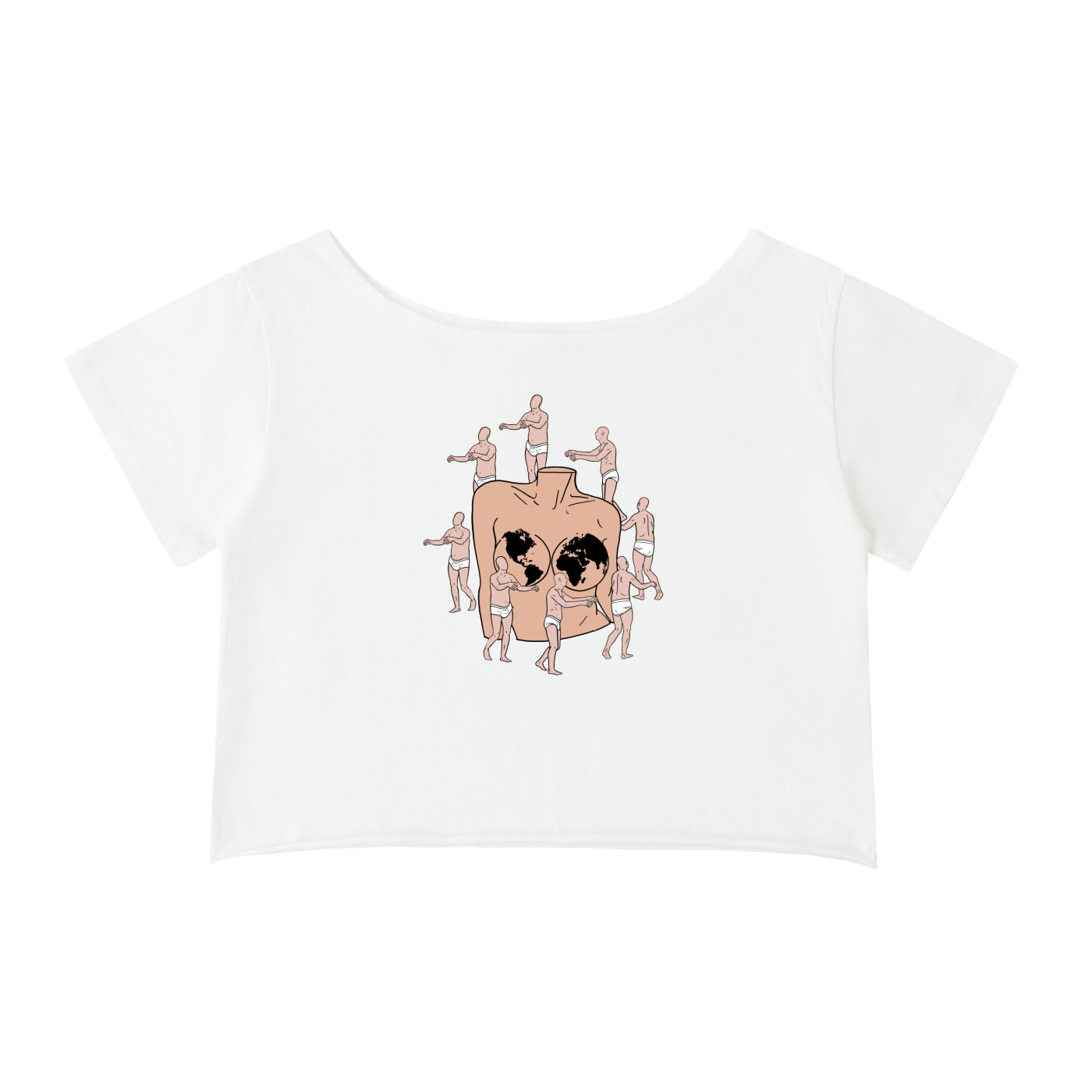 Off-Shoulder Rolled Hem Cotton T-Shirt
