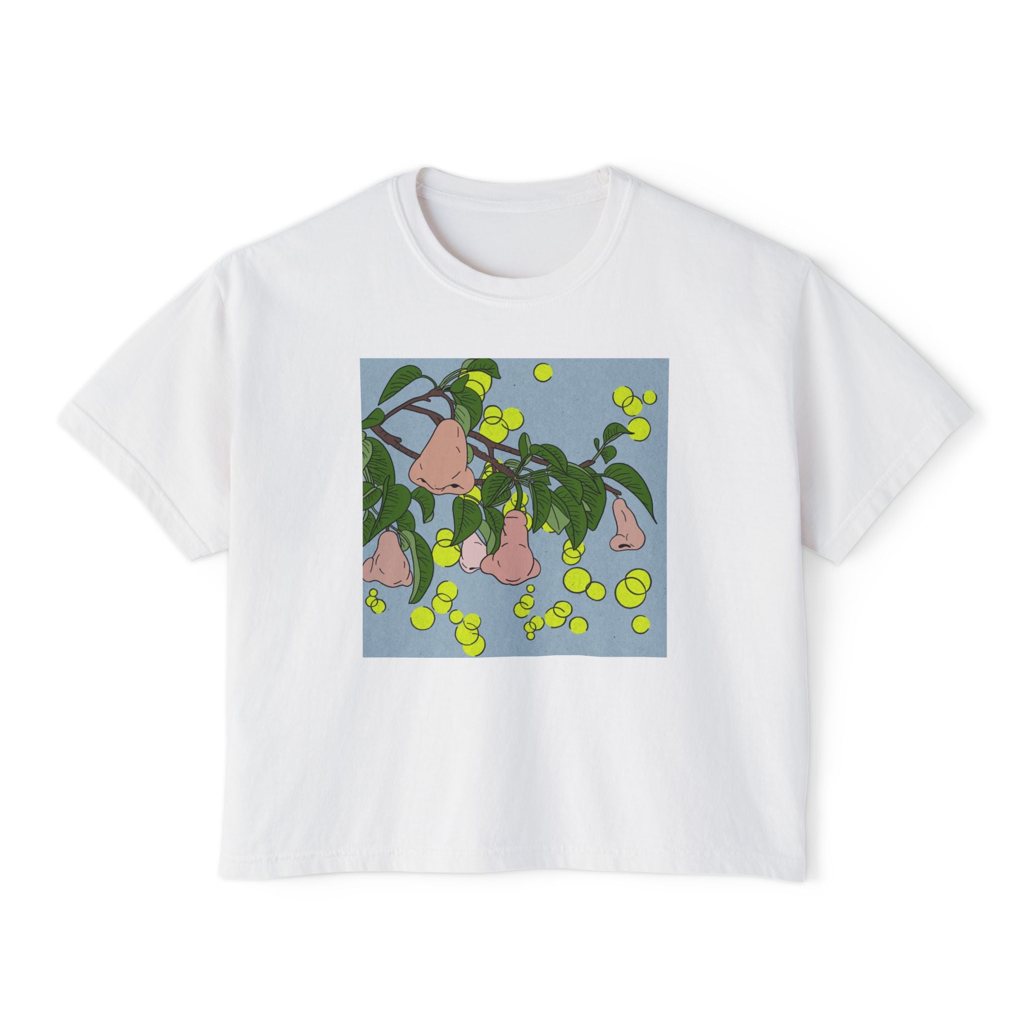 Women's Boxy Tee — Pear Blossom Botanical Art Tee