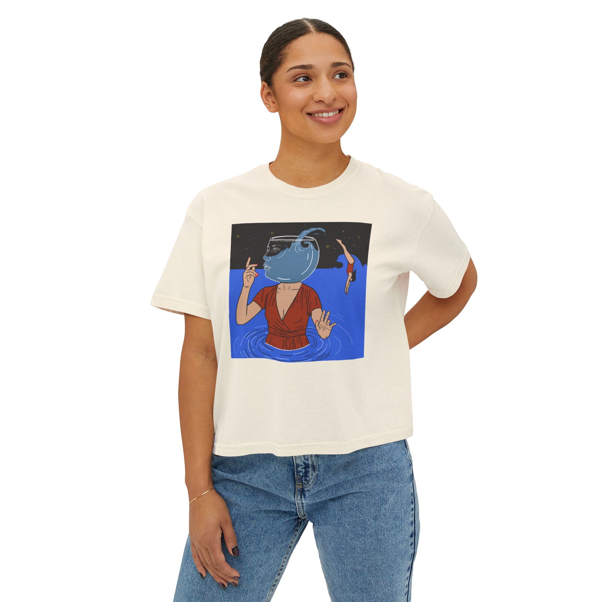Women's Boxy Tee — Out Of Blue- Surreal- Art Tee