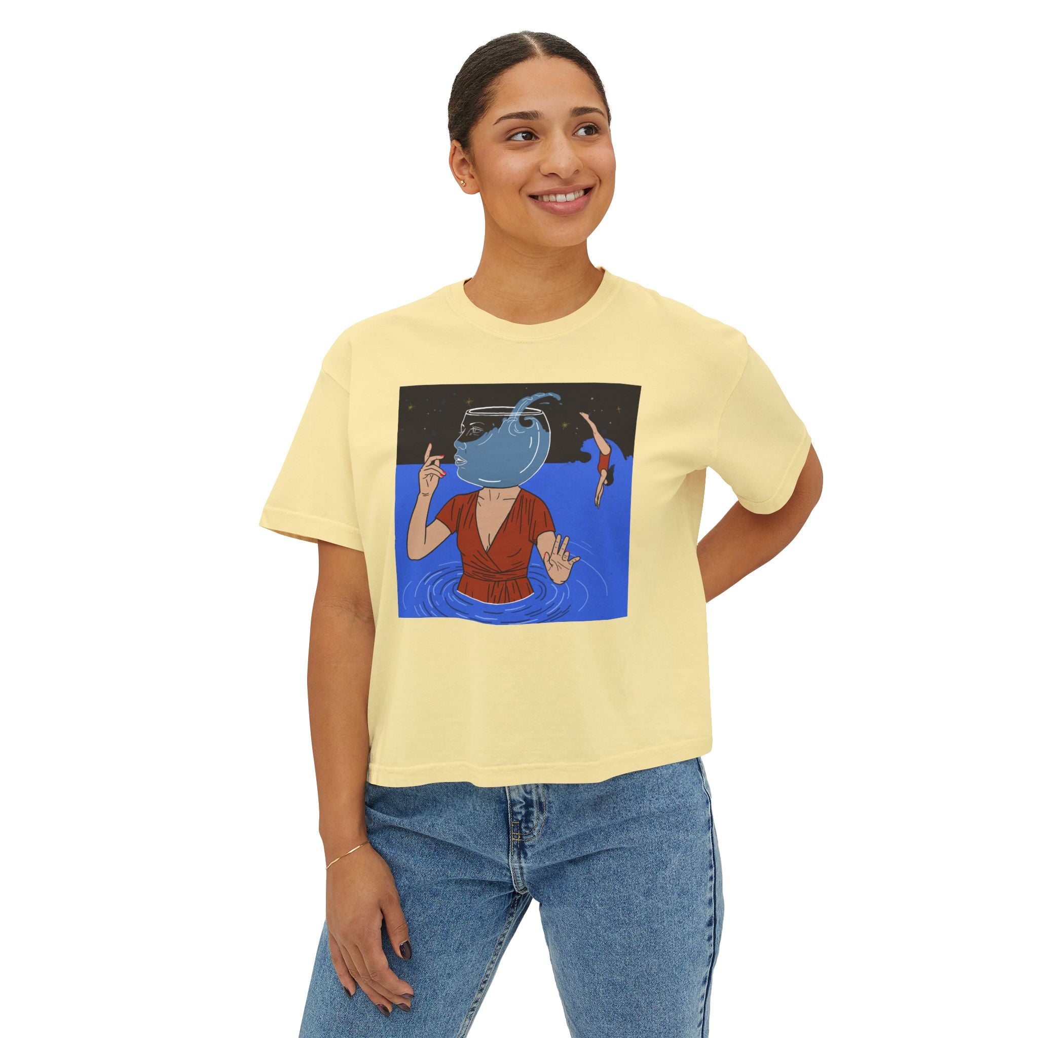 Women's Boxy Tee — Out Of Blue- Surreal- Art Tee