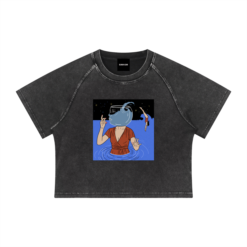 Women's Mineral Wash Raglan Crop T-Shirt