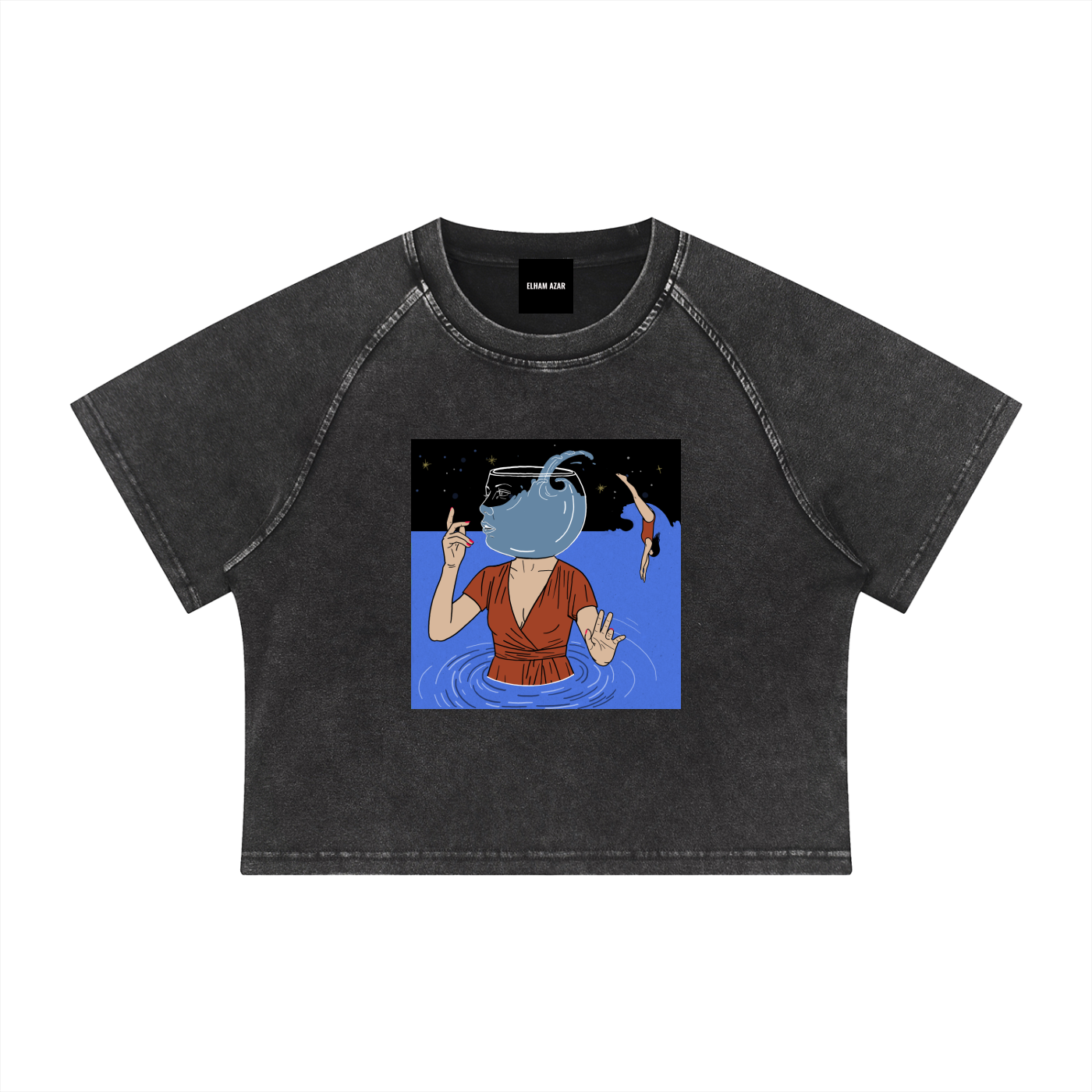 Women's Mineral Wash Raglan Crop T-Shirt