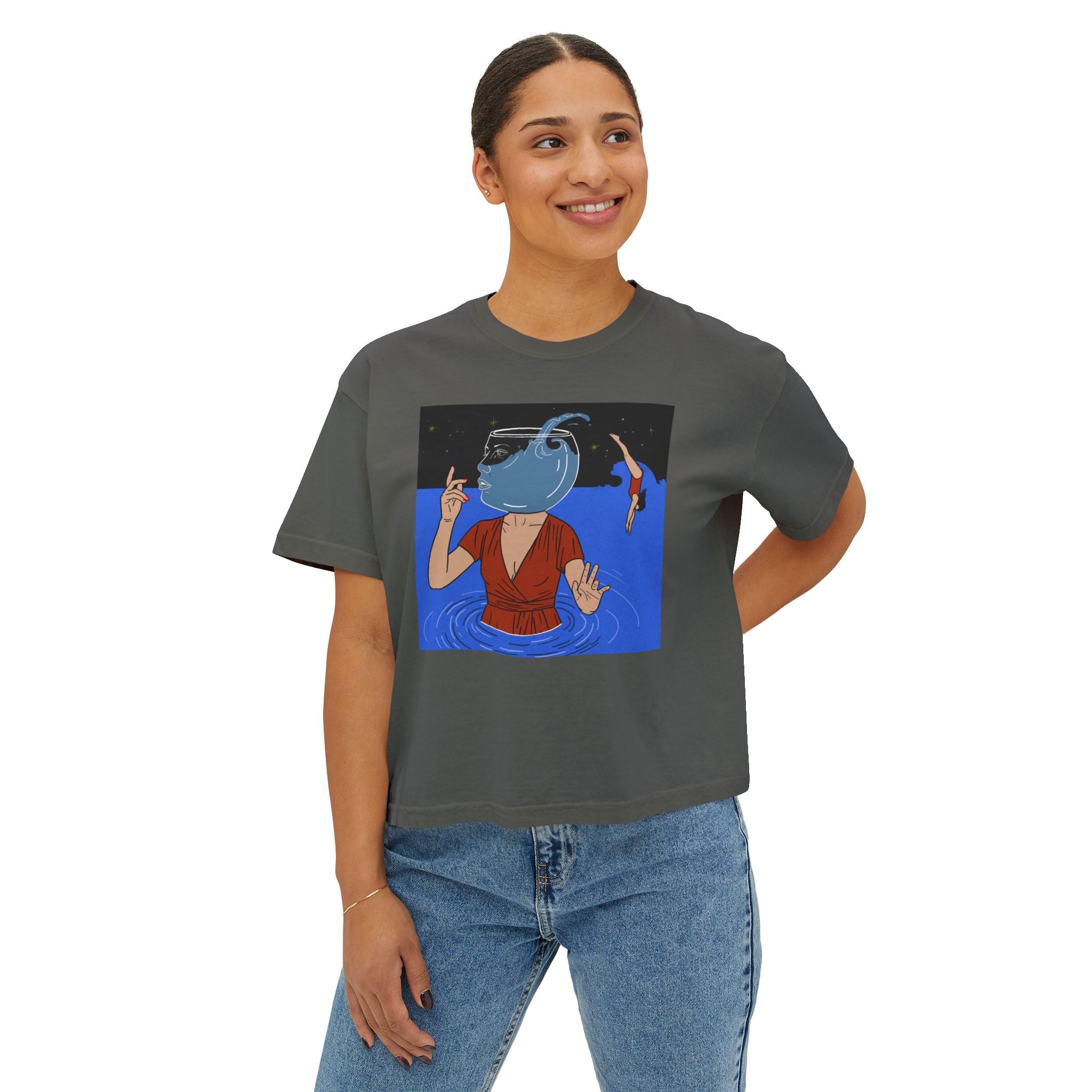 Women's Boxy Tee — Out Of Blue- Surreal- Art Tee