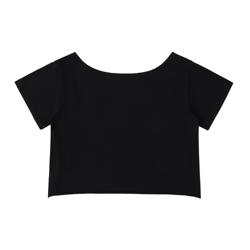 Off-Shoulder Rolled Hem Cotton T-Shirt