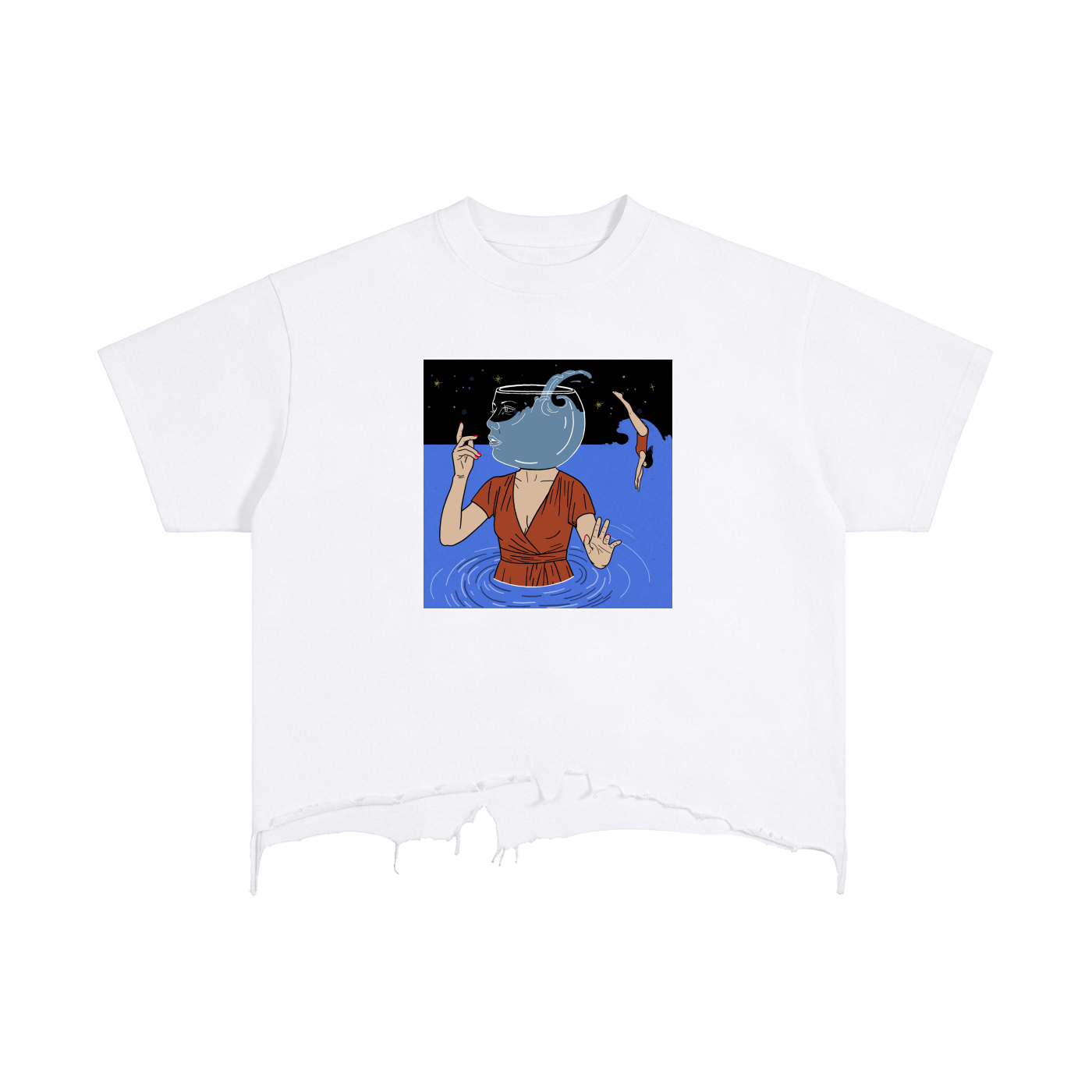 Vintage Wash Boxy Distressed Hem T-Shirt