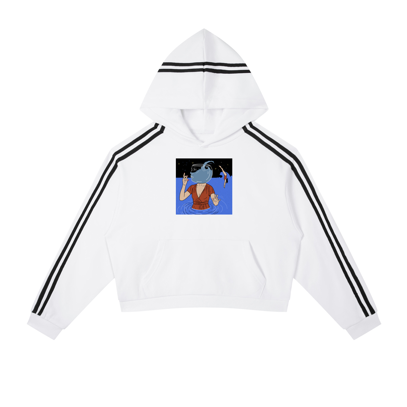 Contrast Side Stripe Cropped Hoodie