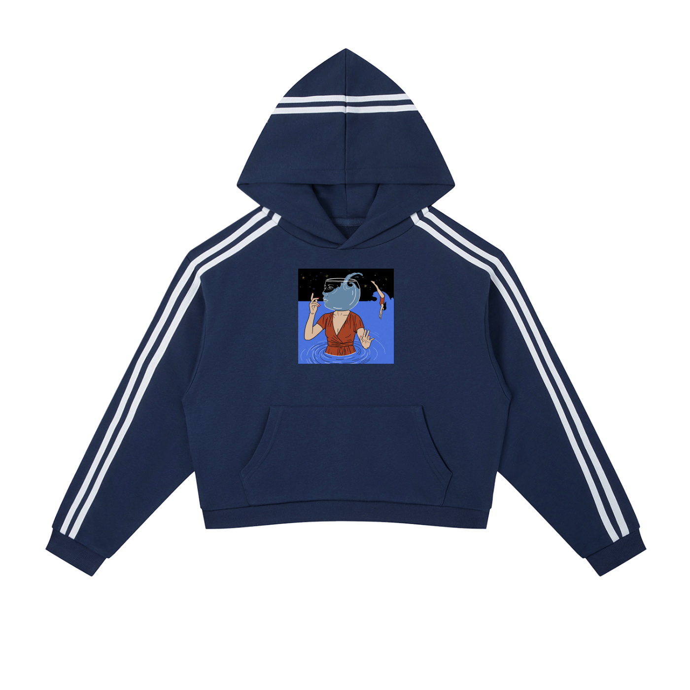 Contrast Side Stripe Cropped Hoodie